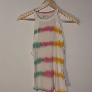We The Free Tie-Dye Tank Top in White, Pink, Green, and Yellow